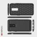 Carbon Fibre Силиконовый матовый бампер чехол для OnePlus 6 Черный