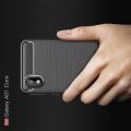 Carbon Fibre Силиконовый матовый бампер чехол для Samsung Galaxy A01 Core Черный