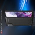 Carbon Fibre Силиконовый матовый бампер чехол для Samsung Galaxy A41 Черный