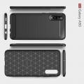 Carbon Fibre Силиконовый матовый бампер чехол для Samsung Galaxy A50 Черный