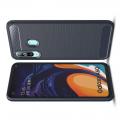 Carbon Fibre Силиконовый матовый бампер чехол для Samsung Galaxy A60 Синий