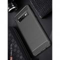 Carbon Fibre Силиконовый матовый бампер чехол для Samsung Galaxy S10 Plus Черный