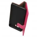 Чехол Книжка из Гладкой Искусственной Кожи для Samsung Galaxy J4 Plus SM-J415 с Кошельком для Карты Розовый