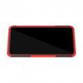 Двухкомпонентный Противоскользящий Гибридный Противоударный Чехол для Asus Zenfone 6 ZS630KL с Подставкой Красный