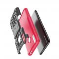 Двухкомпонентный Противоскользящий Гибридный Противоударный Чехол для Huawei Honor 8C с Подставкой Розовый