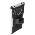 Двухкомпонентный Противоскользящий Гибридный Противоударный Чехол для Huawei Mate 30 Pro с Подставкой Белый / Черный