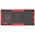 Двухкомпонентный Противоскользящий Гибридный Противоударный Чехол для Huawei Mate 30 Pro с Подставкой Красный / Черный