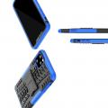 Двухкомпонентный Противоскользящий Гибридный Противоударный Чехол для iPhone 11 Pro Max с Подставкой Синий / Черный