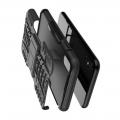Двухкомпонентный Противоскользящий Гибридный Противоударный Чехол для iPhone XS Max с Подставкой Черный