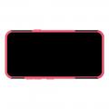 Двухкомпонентный Противоскользящий Гибридный Противоударный Чехол для LG Q60 с Подставкой Розовый