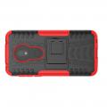 Двухкомпонентный Противоскользящий Гибридный Противоударный Чехол для Motorola Moto G7 Play с Подставкой Красный