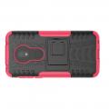 Двухкомпонентный Противоскользящий Гибридный Противоударный Чехол для Motorola Moto G7 Play с Подставкой Розовый