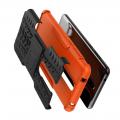 Двухкомпонентный Противоскользящий Гибридный Противоударный Чехол для Nokia 3.1 Plus с Подставкой Оранжевый