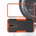 Двухкомпонентный Противоскользящий Гибридный Противоударный Чехол для Nokia 3.1 Plus с Подставкой Оранжевый
