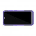 Двухкомпонентный Противоскользящий Гибридный Противоударный Чехол для Nokia 3.2 с Подставкой Фиолетовый
