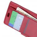 Боковая Чехол Книжка Кошелек с Футляром для Карт и Застежкой Магнитом для Samsung Galaxy J6+ Красный