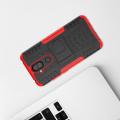 Двухкомпонентный Противоскользящий Гибридный Противоударный Чехол для Nokia 8.1 с Подставкой Красный