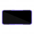 Двухкомпонентный Противоскользящий Гибридный Противоударный Чехол для Oppo Realme 3 Pro / X Lite с Подставкой Фиолетовый