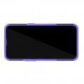 Двухкомпонентный Противоскользящий Гибридный Противоударный Чехол для Oppo Realme 3 с Подставкой Фиолетовый