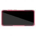 Двухкомпонентный Противоскользящий Гибридный Противоударный Чехол для Samsung Galaxy A51 с Подставкой Розовый