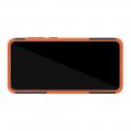 Двухкомпонентный Противоскользящий Гибридный Противоударный Чехол для Samsung Galaxy A70 с Подставкой Оранжевый