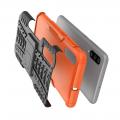 Двухкомпонентный Противоскользящий Гибридный Противоударный Чехол для Samsung Galaxy A70 с Подставкой Оранжевый