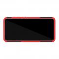 Двухкомпонентный Противоскользящий Гибридный Противоударный Чехол для Samsung Galaxy A70 с Подставкой Красный