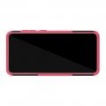 Двухкомпонентный Противоскользящий Гибридный Противоударный Чехол для Samsung Galaxy A70 с Подставкой Розовый