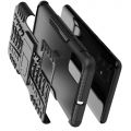Двухкомпонентный Противоскользящий Гибридный Противоударный Чехол для Samsung Galaxy A71 с Подставкой Черный
