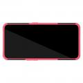 Двухкомпонентный Противоскользящий Гибридный Противоударный Чехол для Samsung Galaxy A80 / A90 с Подставкой Розовый