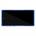 Двухкомпонентный Противоскользящий Гибридный Противоударный Чехол для Samsung Galaxy Note 10 с Подставкой Синий / Черный