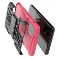 Двухкомпонентный Противоскользящий Гибридный Противоударный Чехол для Samsung Galaxy S20 Plus с Подставкой Розовый