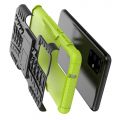 Двухкомпонентный Противоскользящий Гибридный Противоударный Чехол для Samsung Galaxy S20 Plus с Подставкой Зеленый