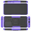 Двухкомпонентный Противоскользящий Гибридный Противоударный Чехол для Samsung Galaxy S20 Ultra с Подставкой Фиолетовый