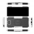 Двухкомпонентный Противоскользящий Гибридный Противоударный Чехол для Sony Xperia 20 с Подставкой Белый