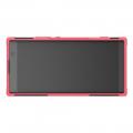Двухкомпонентный Противоскользящий Гибридный Противоударный Чехол для Sony Xperia XA2 Plus с Подставкой Розовый