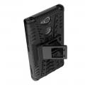 Двухкомпонентный Противоскользящий Гибридный Противоударный Чехол для Sony Xperia XA2 с Подставкой Черный