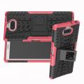 Двухкомпонентный Противоскользящий Гибридный Противоударный Чехол для Sony Xperia 10 с Подставкой Розовый