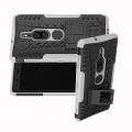 Двухкомпонентный Противоскользящий Гибридный Противоударный Чехол для Sony Xperia XZ2 Premium с Подставкой Белый