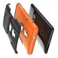 Двухкомпонентный Противоскользящий Гибридный Противоударный Чехол для Sony Xperia XZ3 с Подставкой Оранжевый