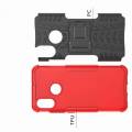 Двухкомпонентный Противоскользящий Гибридный Противоударный Чехол для Xiaomi Mi 8 с Подставкой Красный