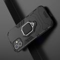 Двухслойный гибридный противоударный чехол с кольцом для пальца подставкой для iPhone 12 mini Черный