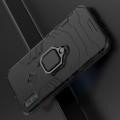 Двухслойный гибридный противоударный чехол с кольцом для пальца подставкой для  Oppo Realme 3 Черный