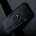 Двухслойный гибридный противоударный чехол с кольцом для пальца подставкой для OPPO Realme 5 Pro Черный