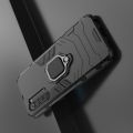 Двухслойный гибридный противоударный чехол с кольцом для пальца подставкой для OPPO Reno 3 Черный