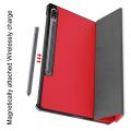 Двухсторонний Чехол Книжка для планшета Samsung Galaxy Tab S7 FE Искусственно Кожаный с Подставкой Красный