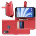Флип чехол книжка с кошельком подставкой отделениями для карт и магнитной застежкой для HTC U12 life Красный