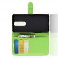 Флип чехол книжка с кошельком подставкой отделениями для карт и магнитной застежкой для Nokia 5.1 Plus Зеленый