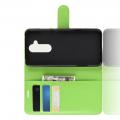 Флип чехол книжка с кошельком подставкой отделениями для карт и магнитной застежкой для Nokia 8.1 Зеленый
