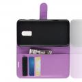 Флип чехол книжка с кошельком подставкой отделениями для карт и магнитной застежкой для Oneplus 6T Фиолетовый